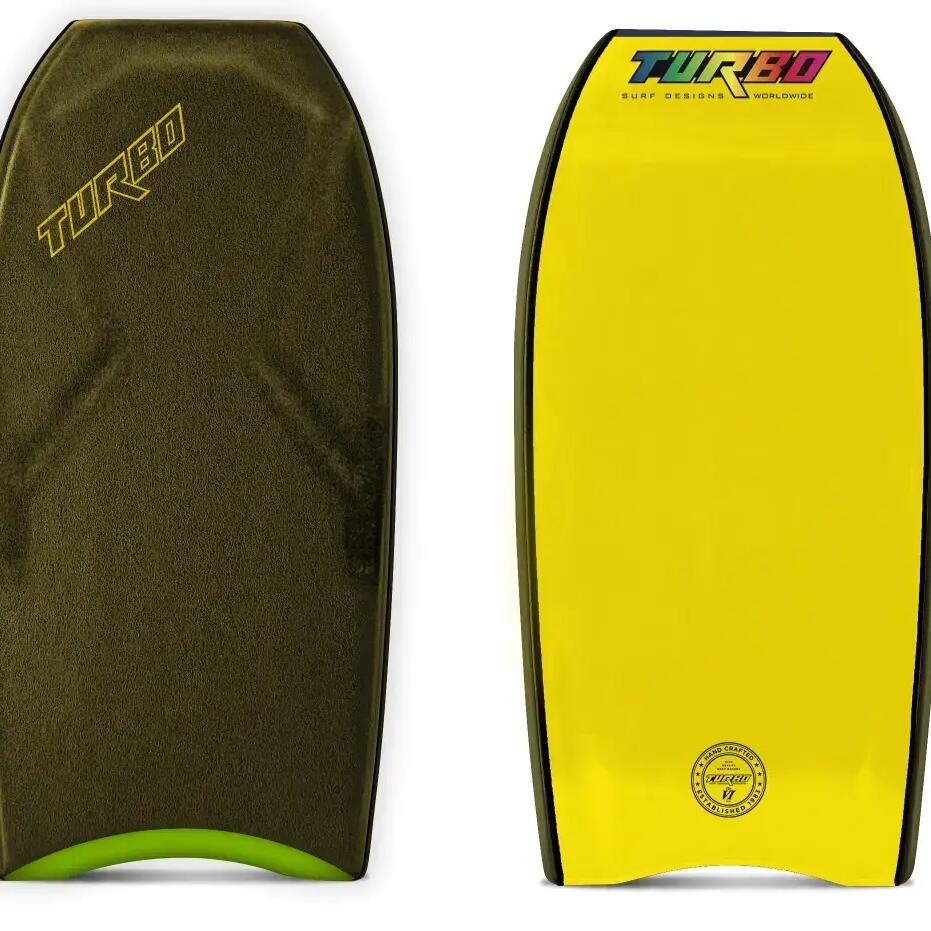 Turbo 6 PP Bodyboard, Military Green/Yellow, 42.5 inches