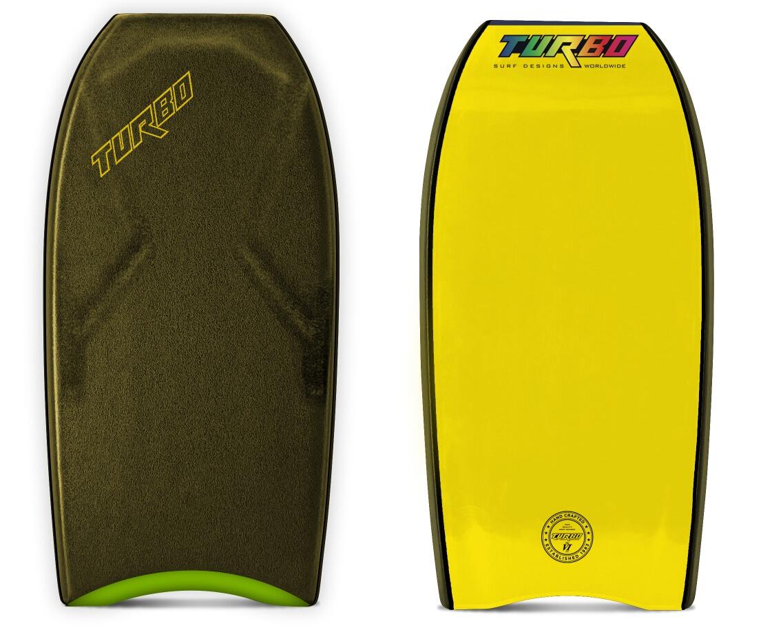 TURBO SURF DESIGNS Tabla de bodyboard Turbo 6 PP verde militar/amarillo 41.5