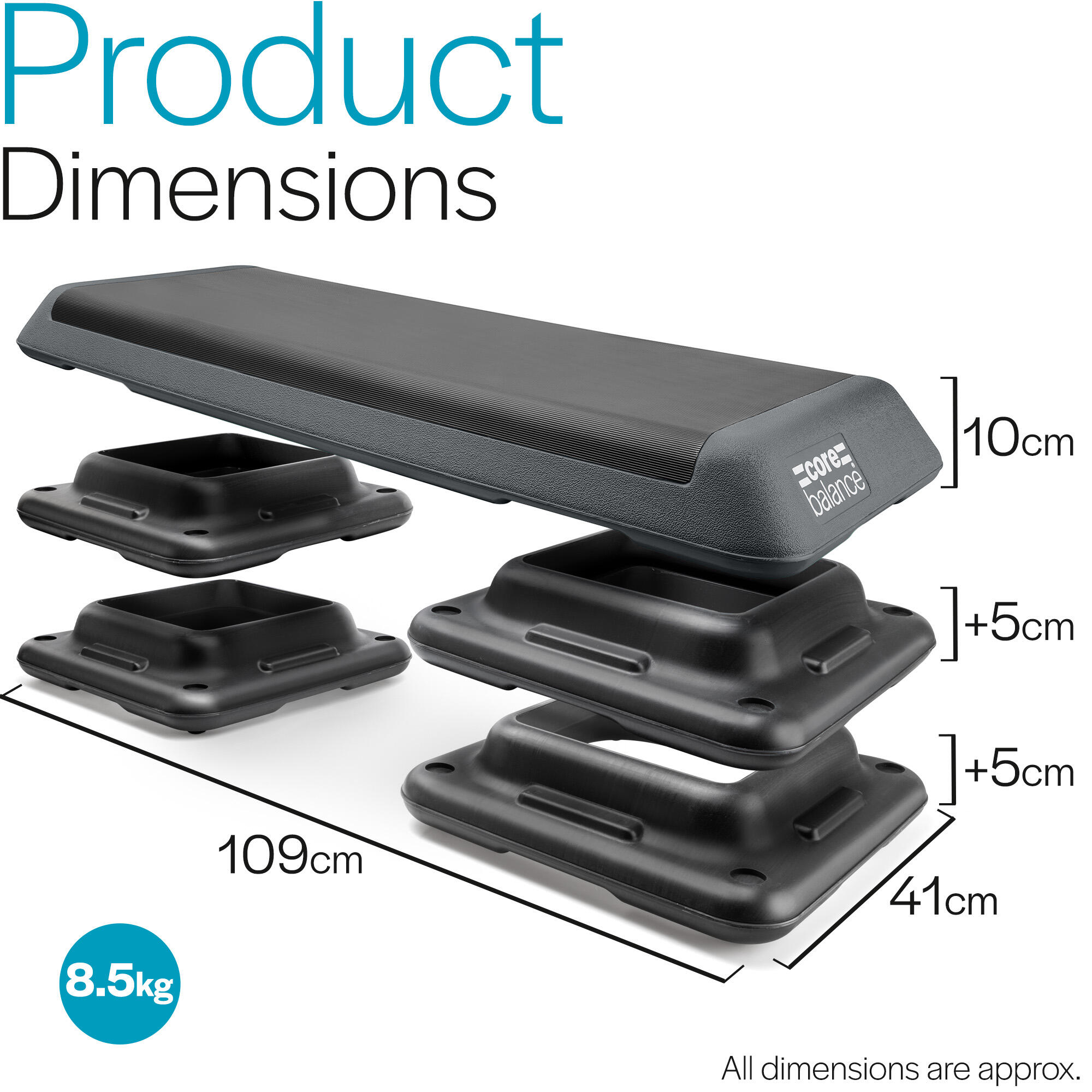 Stepper De Fitness KM-Fit Réglable 10/15 Cm – Plateforme Antidérapante, Charge Max 200 Kg, Compact Pour Maison