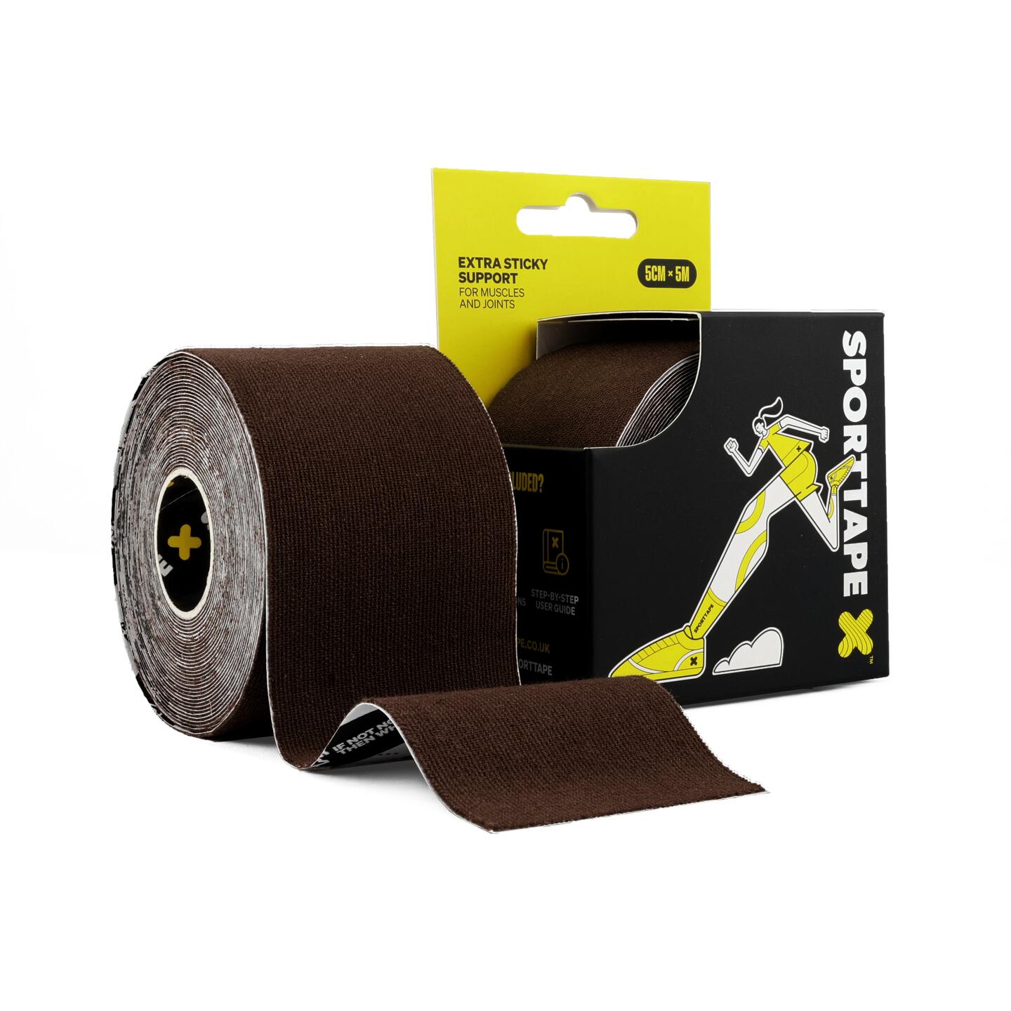 SPORTTAPE KINESIOLOGY TAPE - 5CM x 5M - DARK BROWN