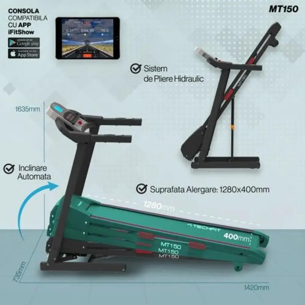 Banda de alergat electrica TechFit® MT150, motor 4 cai 4/7