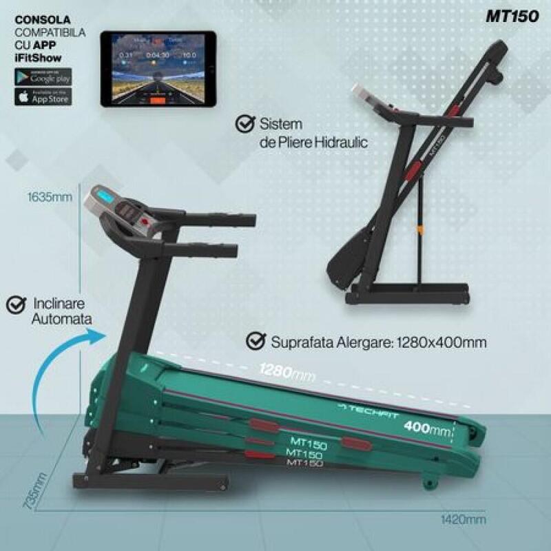 Banda de alergat electrica TechFit® MT150, motor 4 cai