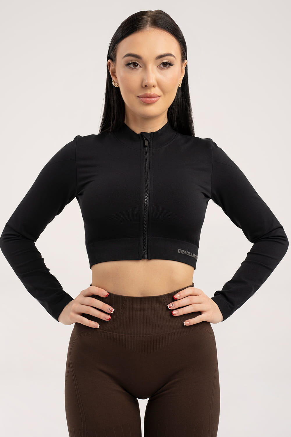 Bluza fitness damska Gym Glamour bezszwowa rozpinana 2/5
