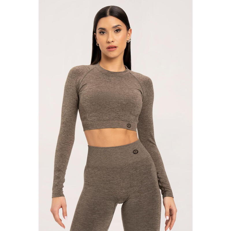 Koszulka fitness damska Gym Glamour z długim rękawem seamless