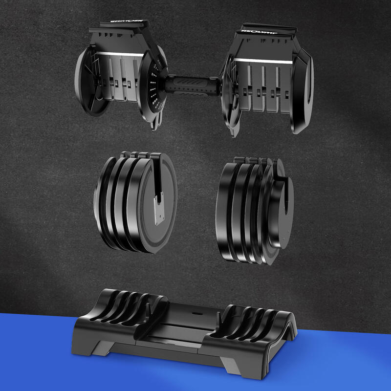 Nastavitelná činka 24 kg – 12 stupňů zátěže s otočnou rukojetí – Dumbbell