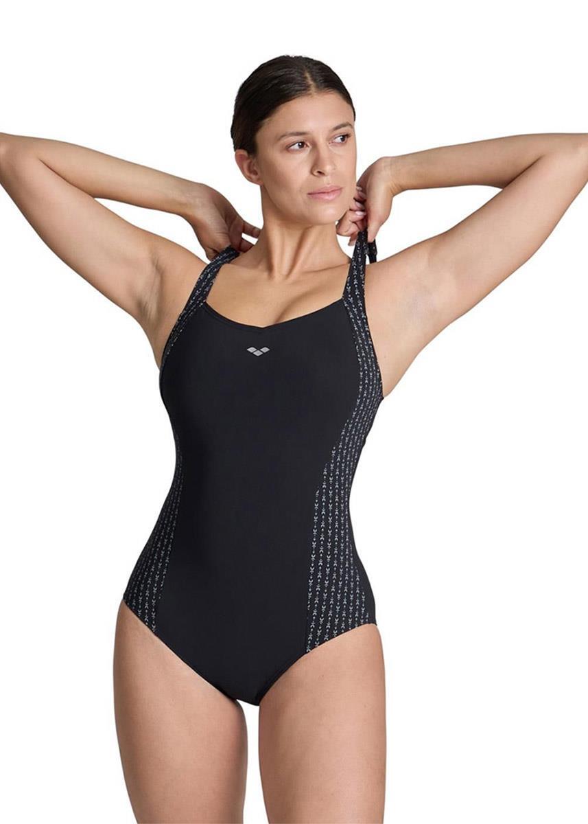 Maiô arena bodylift laura wing back - preto/prata - tamanho 34