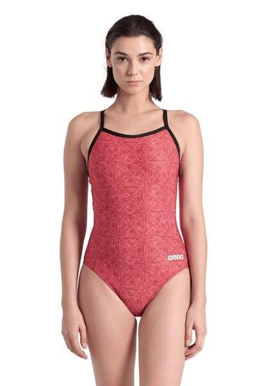 Maillot de bain dos nu léger Arena Abstract Tiles - Équipe rouge - Taille 38