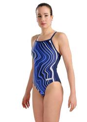 Maillot de bain Arena à dos marbré Lightdrop - Bleu - Taille 42