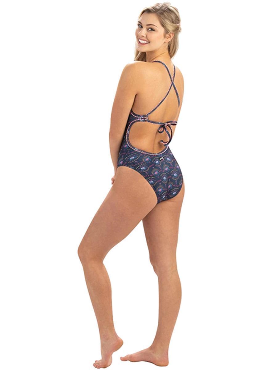 Uglies – Revibe – Badeanzug mit Eye Spy-Print und Bindeband am Rücken – Größe 28 3/6
