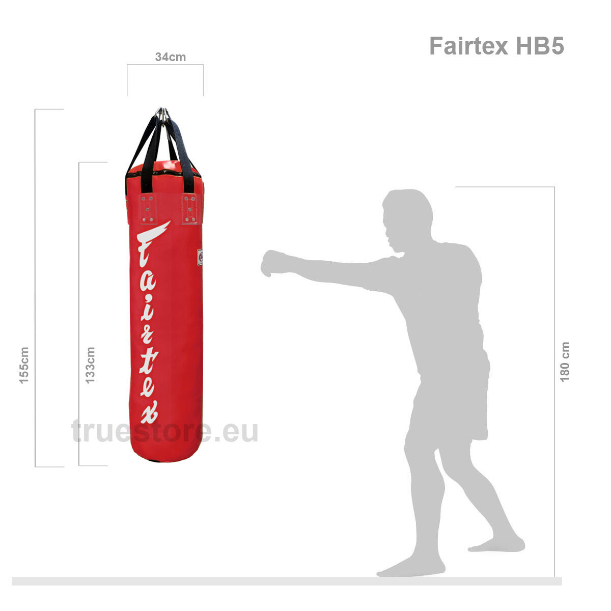 Fairtex HB5 Boxsack 120x34cm, leer, Rot 2/2