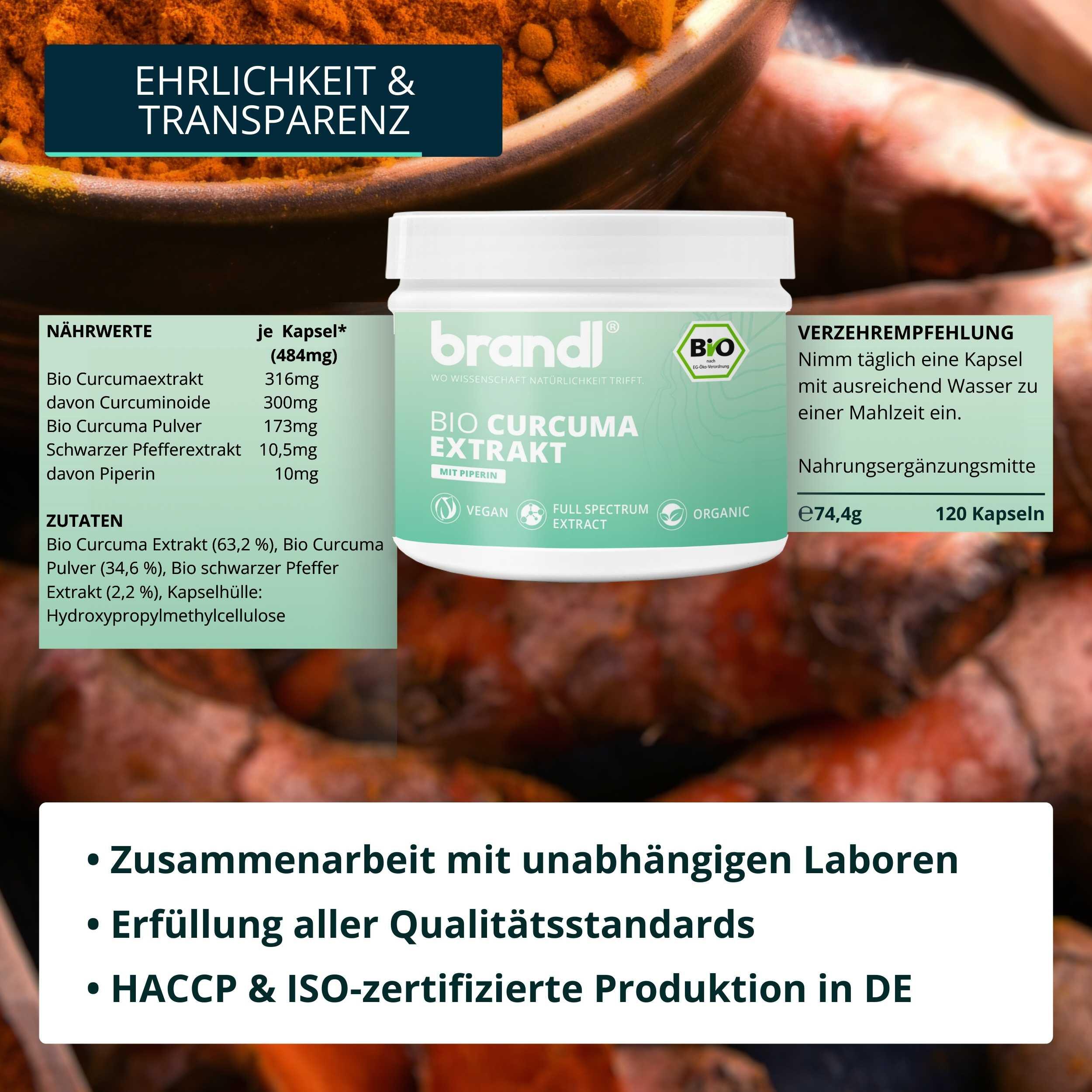 brandl® Bio Curcuma Extrakt mit Curcumin (Curcuminoide) & Bio Piperin 5/6