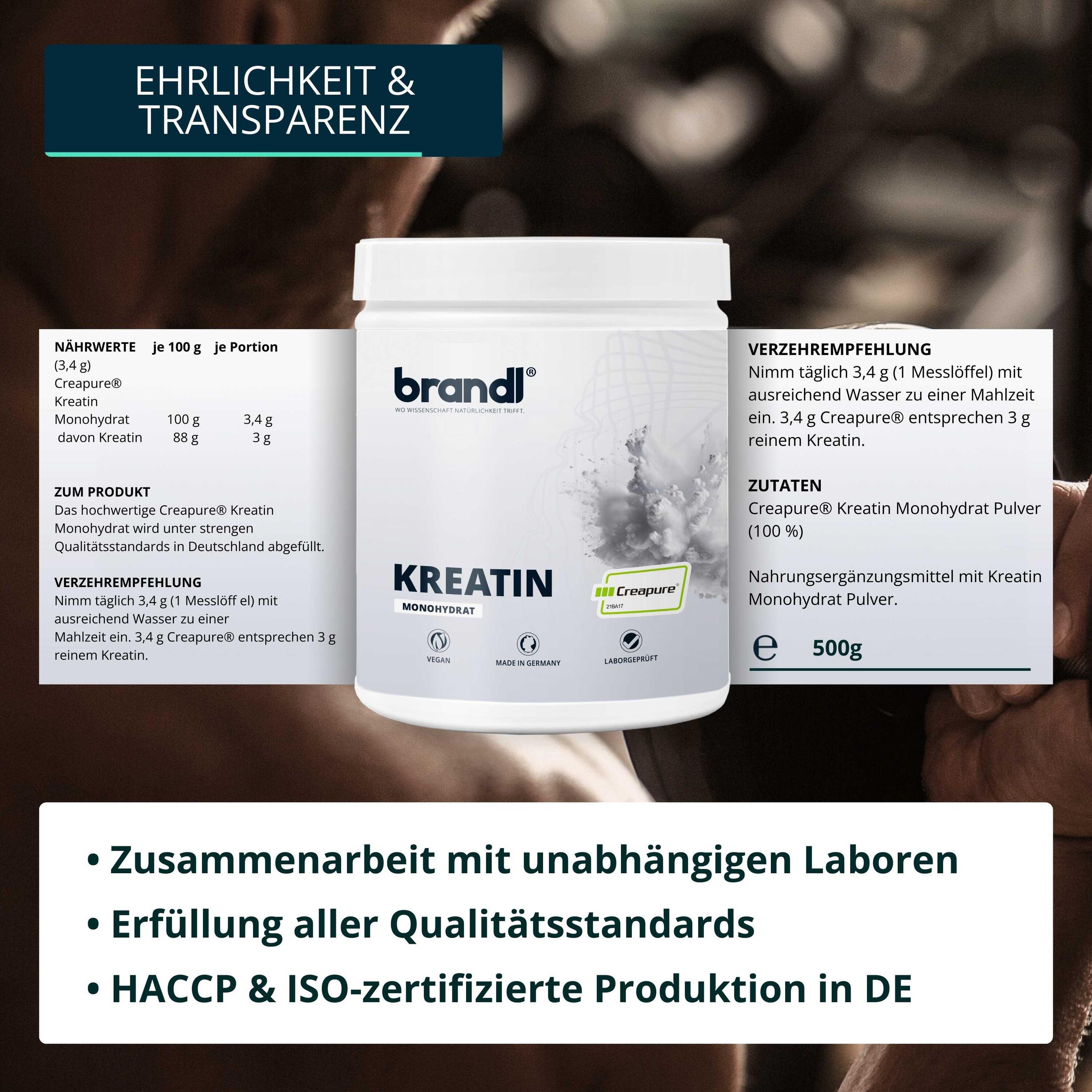 Kreatin CREAPURE Creatin Monohydrat Pulver 500g | 100% Made in Germany 5/6