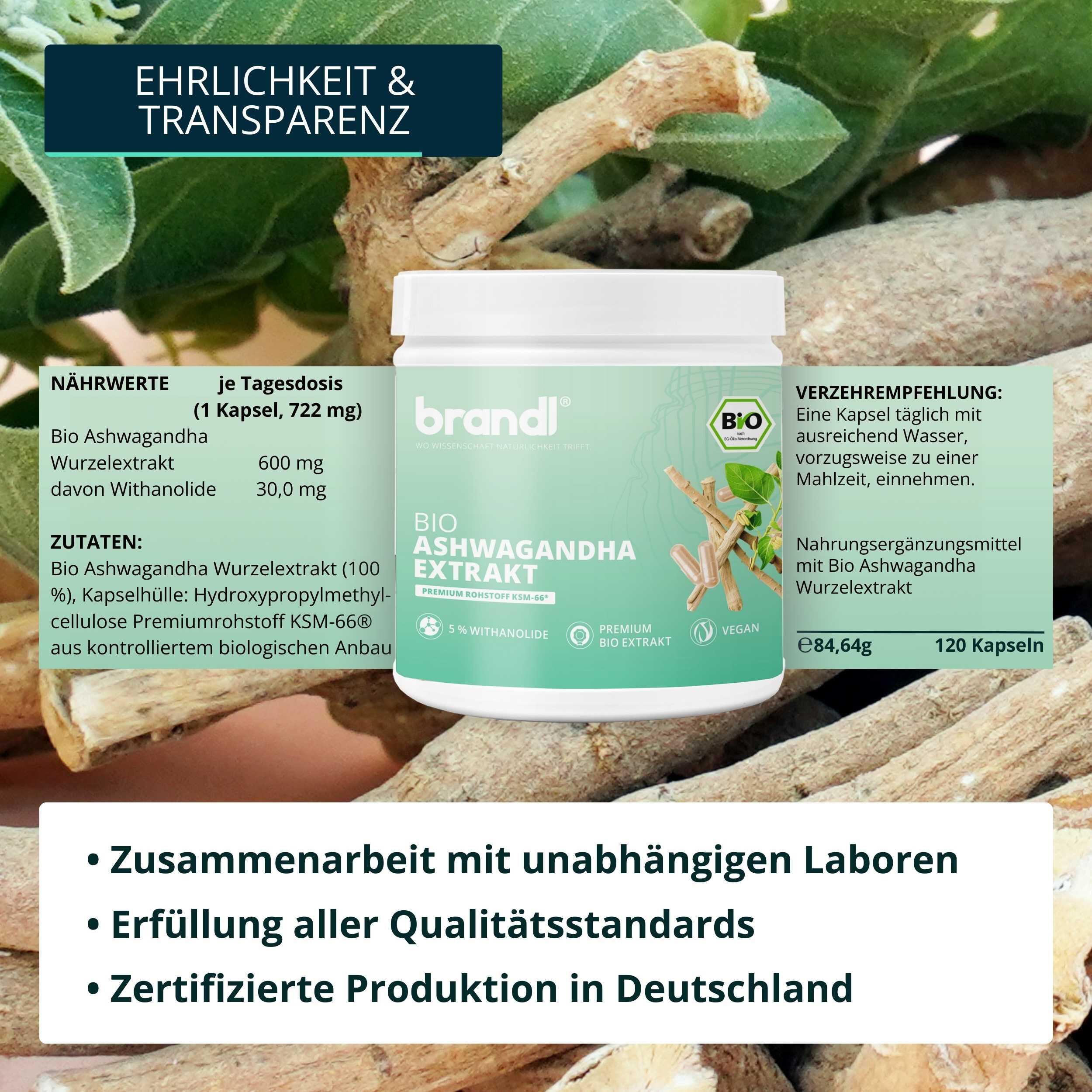 BIO Ashwagandha Extrakt Kapseln KSM66 5/6