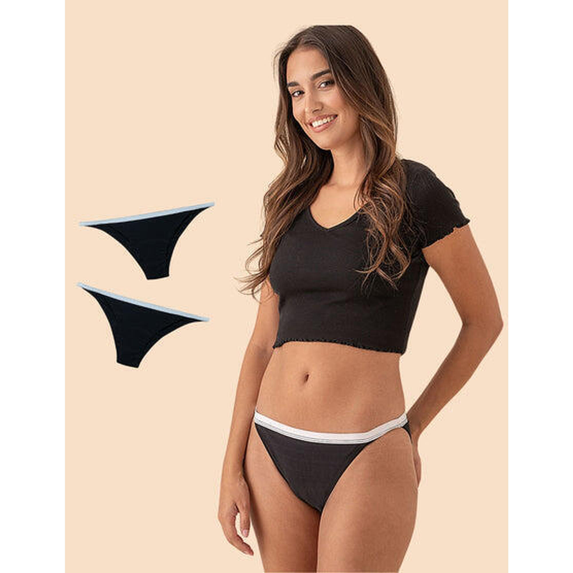 Anaissa - Lot De 2 Culottes Menstruelles Brésiliennes Rio - Culotte - Noir - S - Decathlon