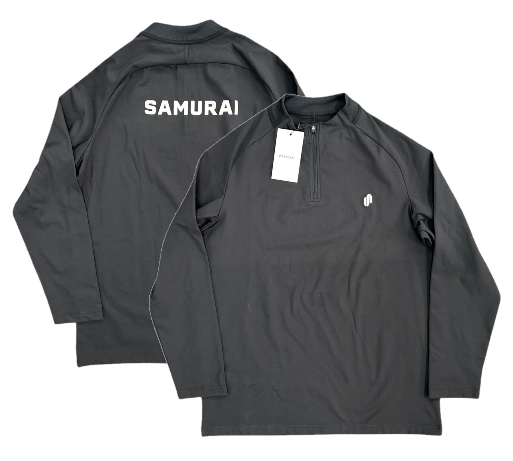 NO BRAND Samurai 1/4 Zip Top Men's Rugby Training Black Top