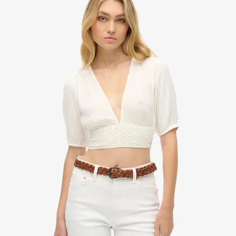 Lace-trimmed women's T-shirt Superdry Ibiza