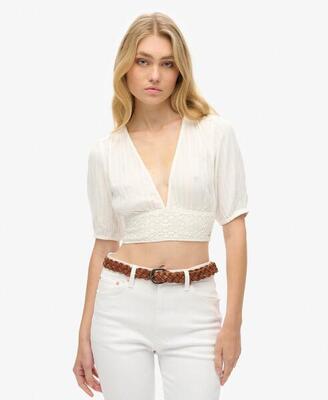 Top met korte mouwen en kanten rand ibiza