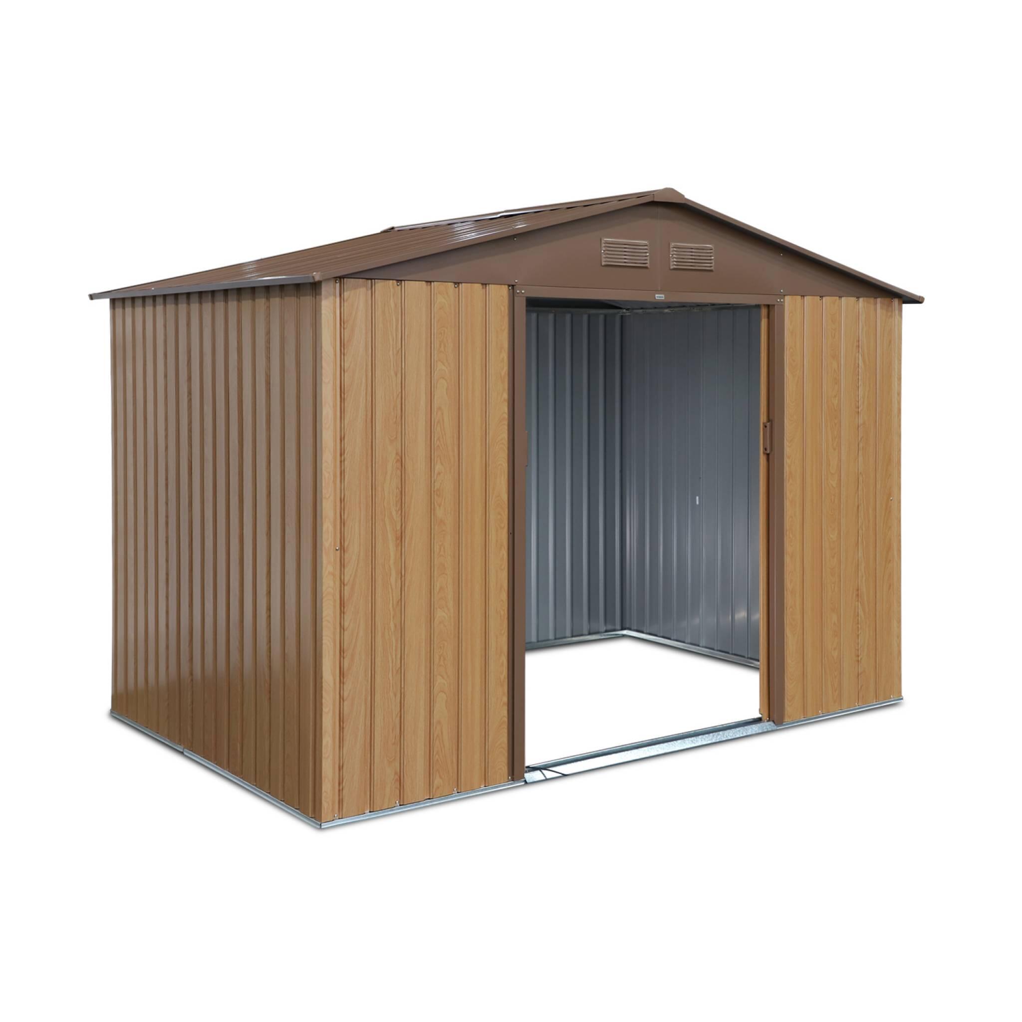 Caseta de jardín metálico, 5.39m², Roble 3/6