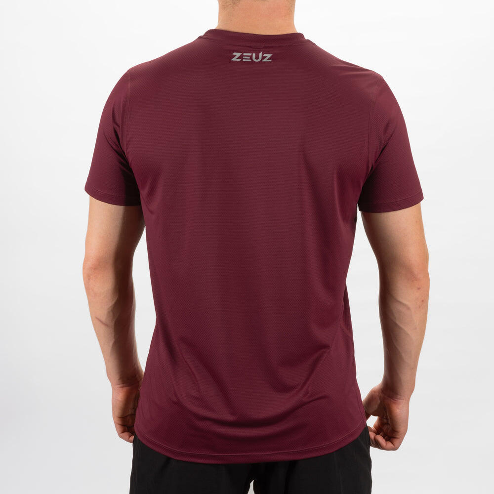 T-shirt de sport ZEUZ pour homme, rouge foncé, taille XXL 2/5