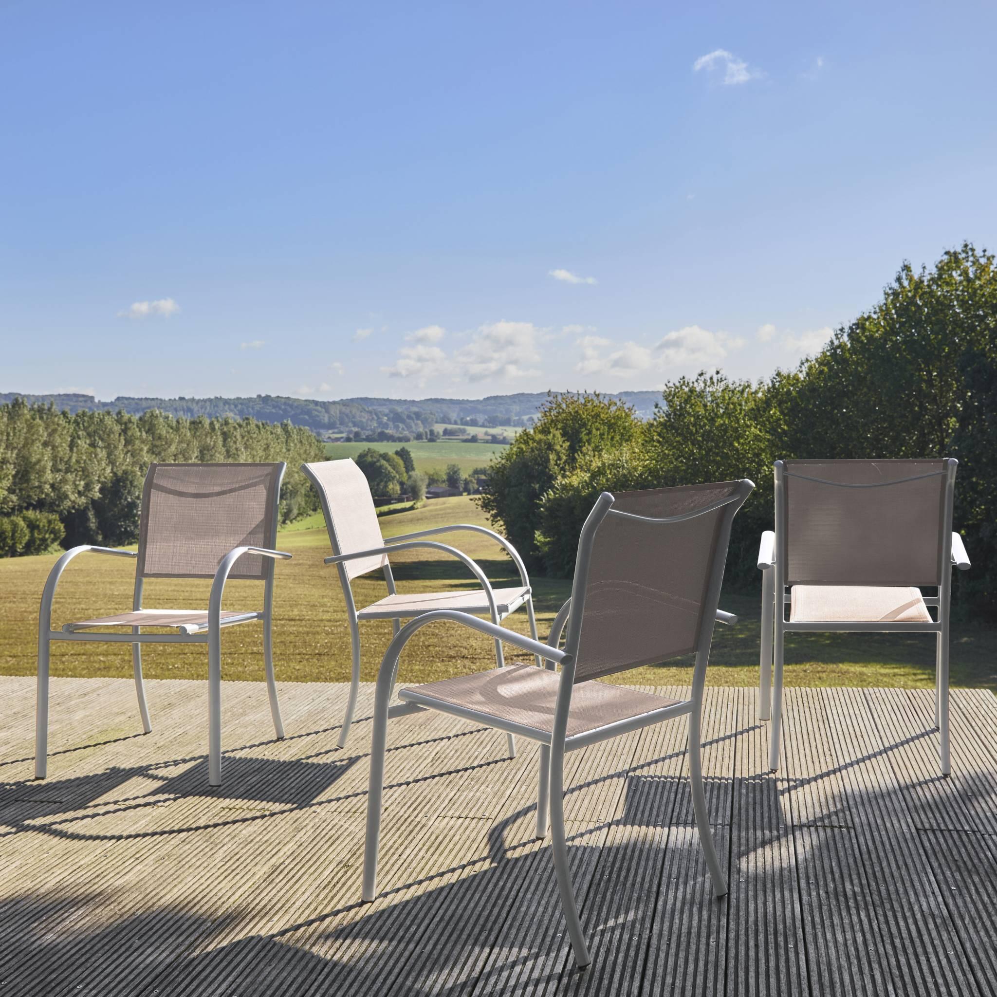 Silla de jardín de aluminio y textileno, set de 4, Blanco 2/6