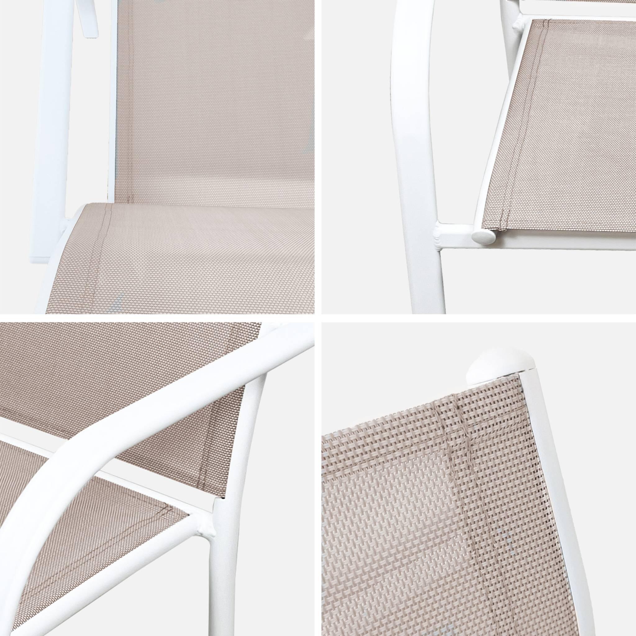 Cadeira de jardim em alumínio e textileno, set de 2, Branco 5/6