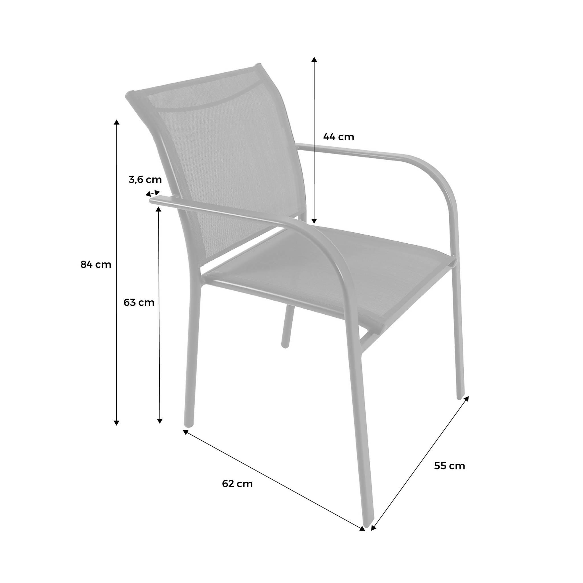 Cadeira de jardim em alumínio e textileno, set de 2, Branco 4/6