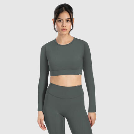 Damen Crop Longsleeve Tisha Schwarz