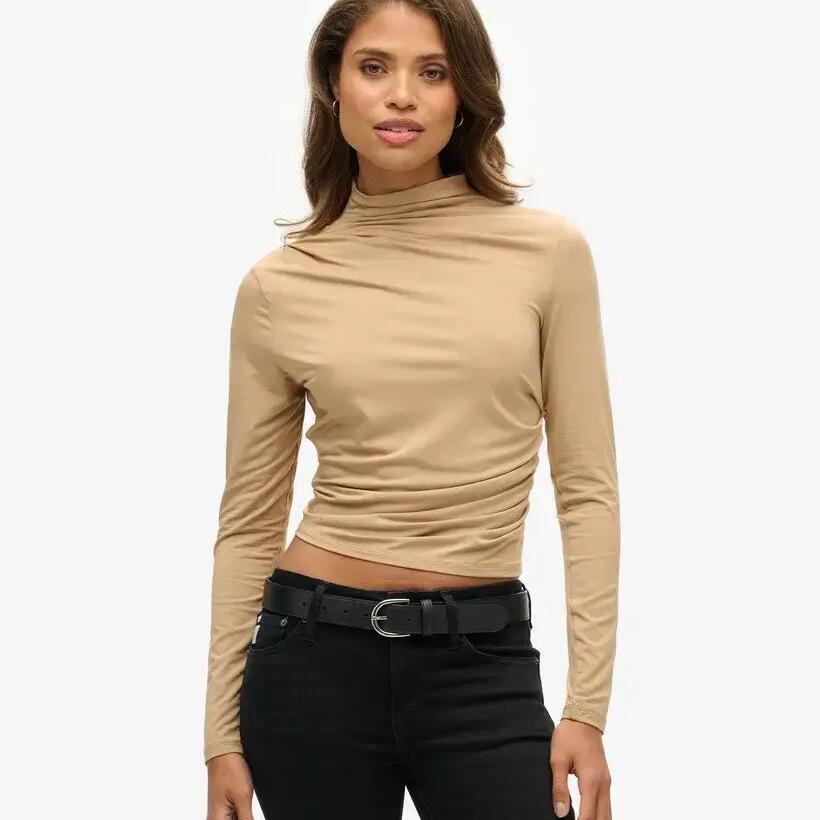 Women's long-sleeved stand-up collar T-shirt Superdry