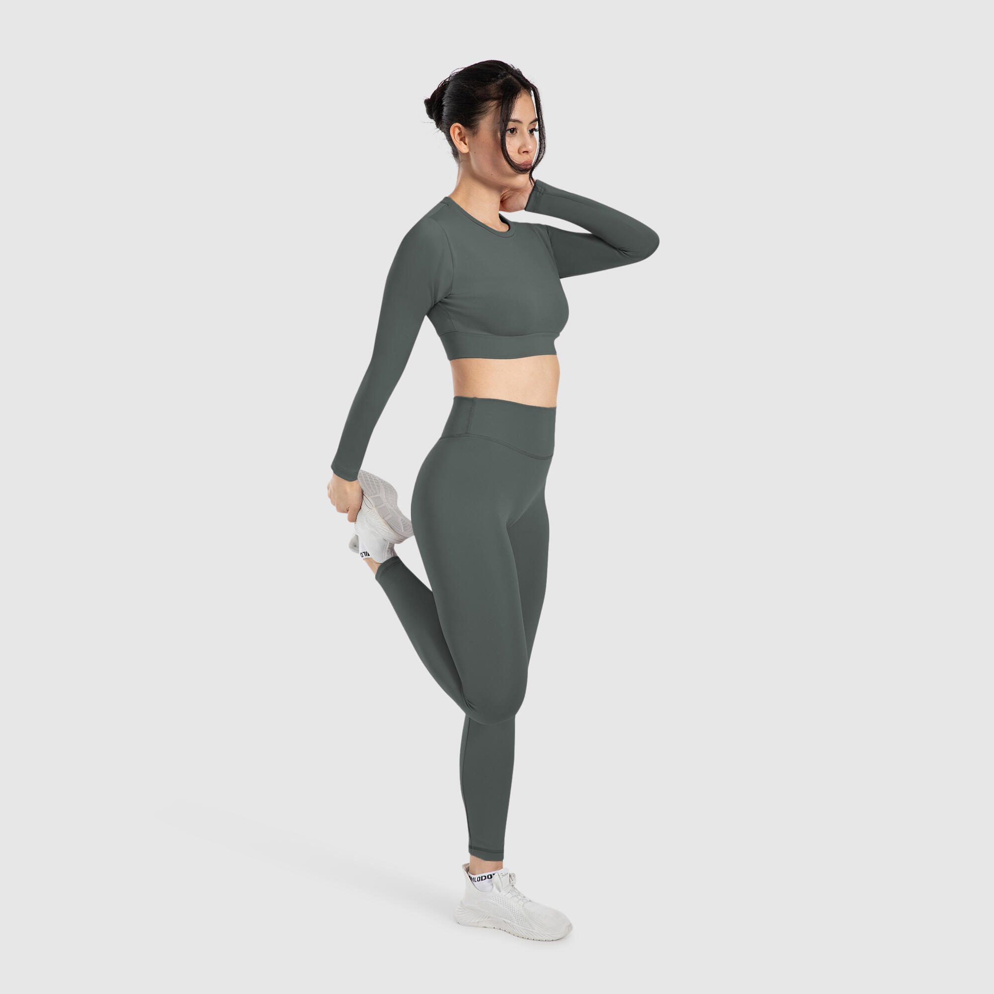 Damen Crop Longsleeve Tisha Grün 3/5