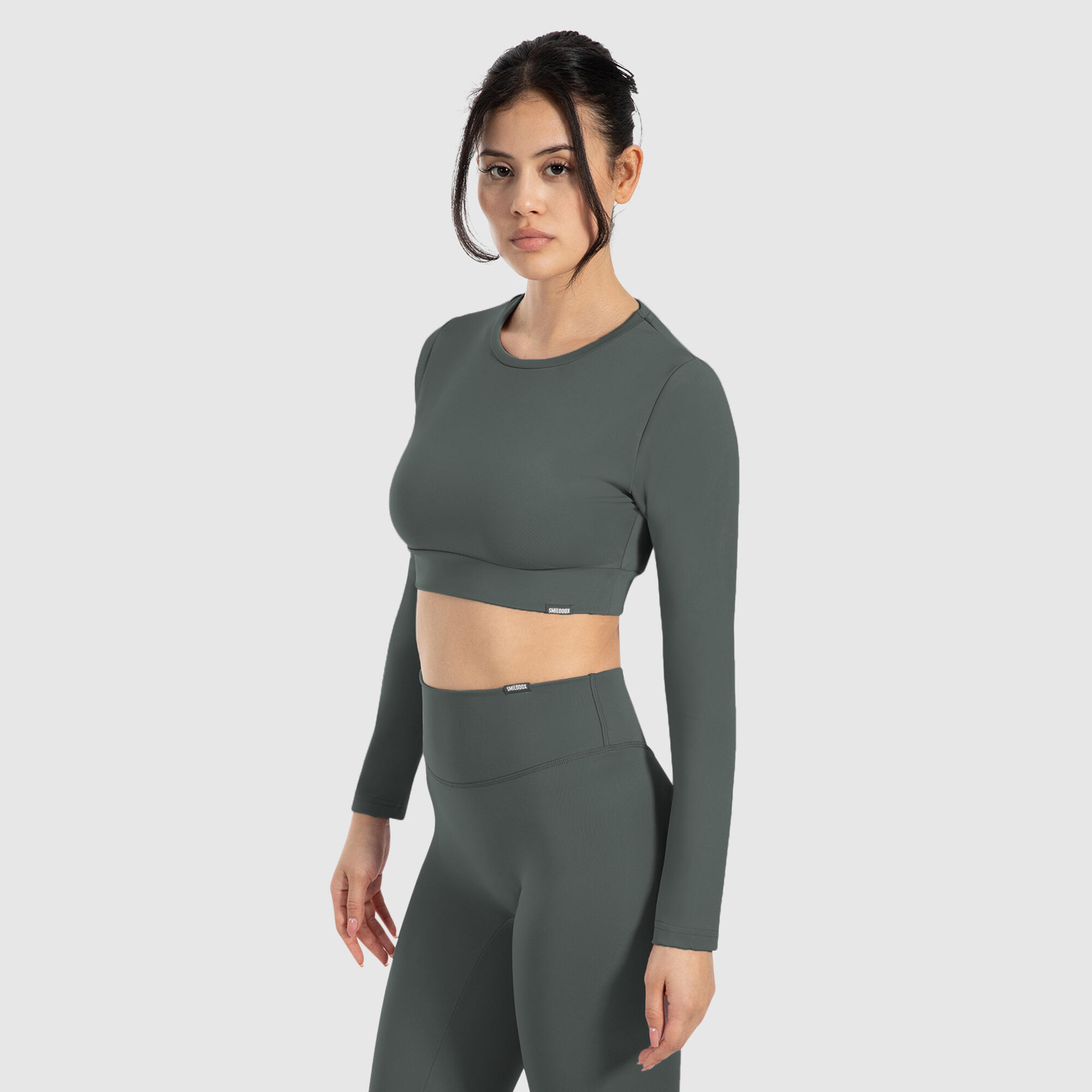 Damen Crop Longsleeve Tisha Grün 2/5