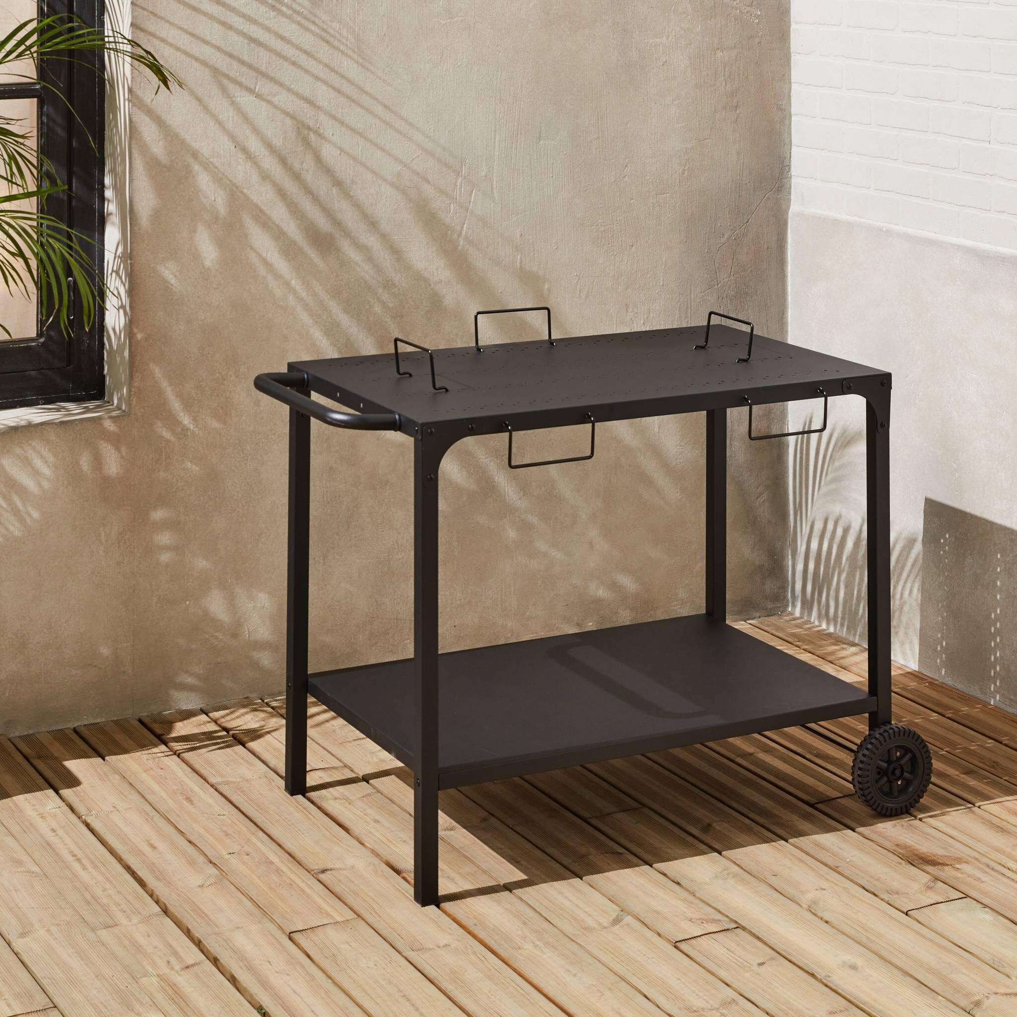 Mesa de prancha assadora modular, Preto 3/6