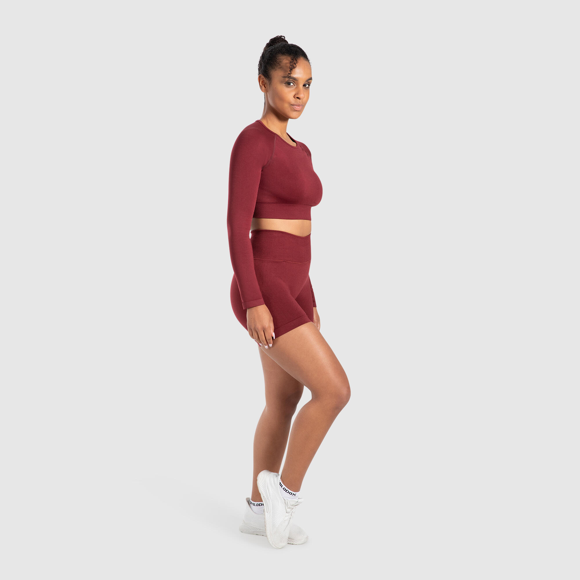 Damen Crop Longsleeve Maysa Bordeaux 3/5