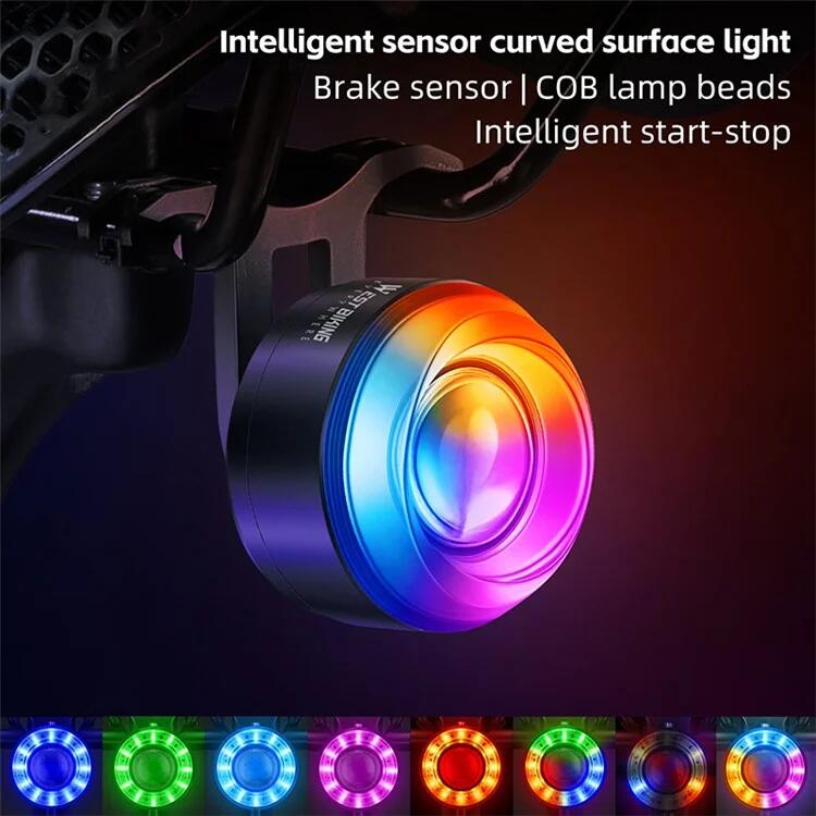 Feu arrière de vélo intelligent avec alarme lumineuse colorée 3/7