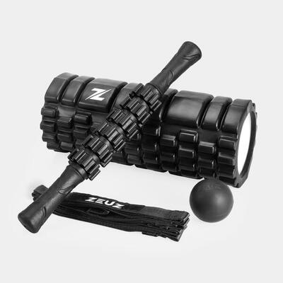 Zeuz 4-delige foam roller triggerpoint massage set – zwart