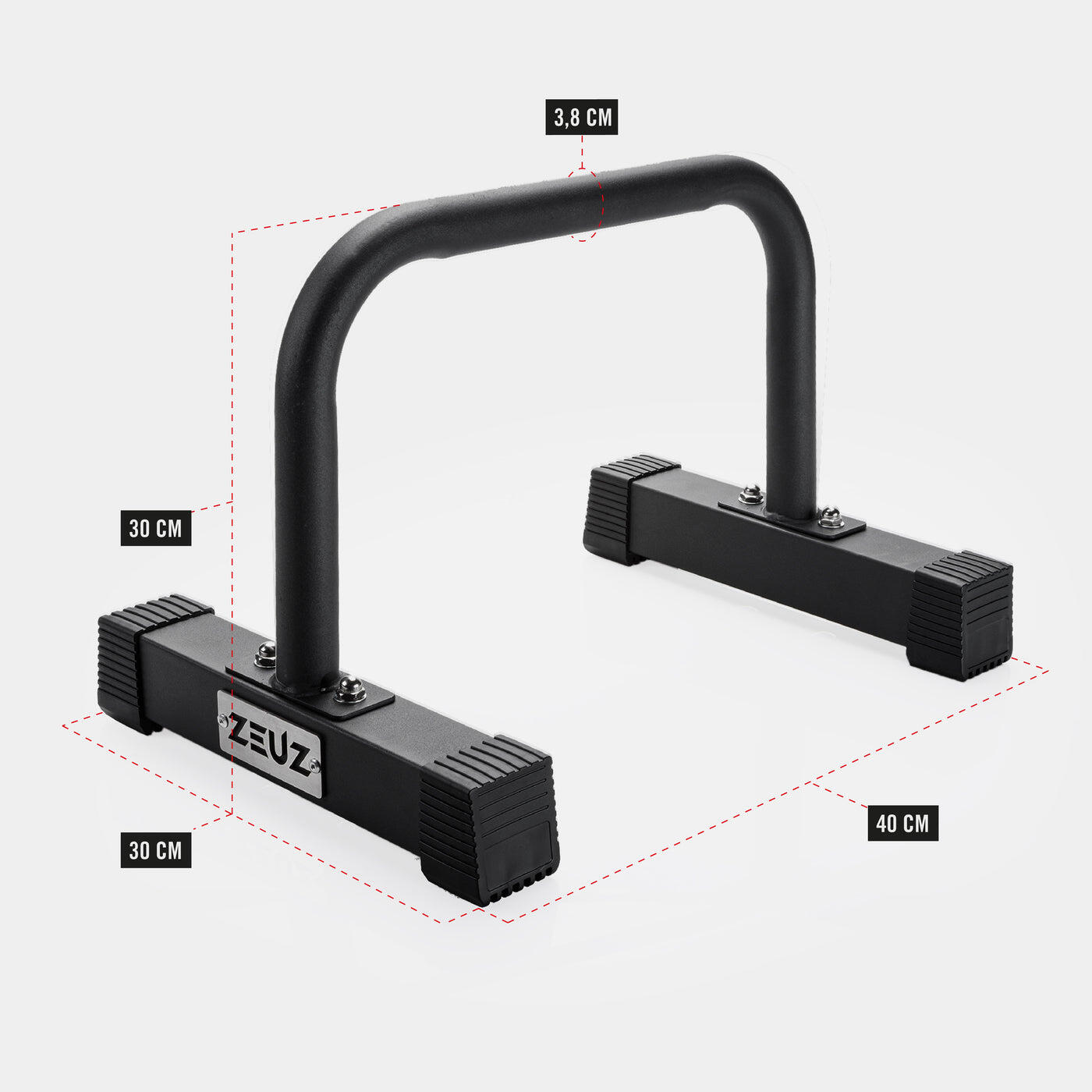 Parallettes métalliques moyennes ZEUZ pour la callisthénie et – Hauteur : 30 cm 3/7