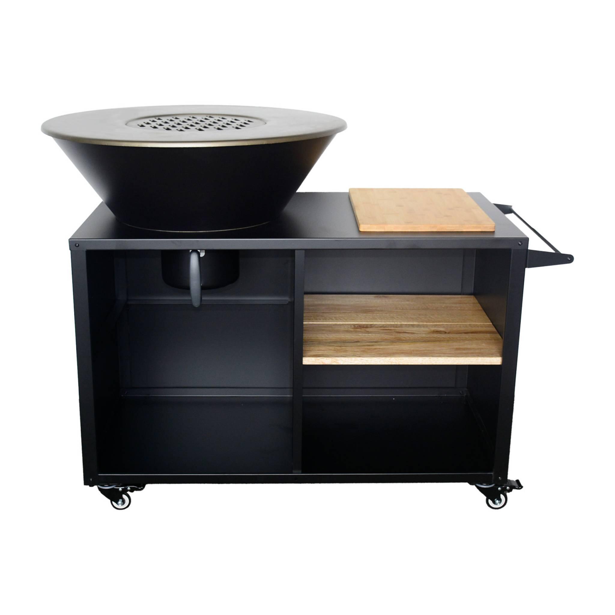 Brasero barbacoa 80cm + carrito con espacios de almacenamiento, Negro 6/6