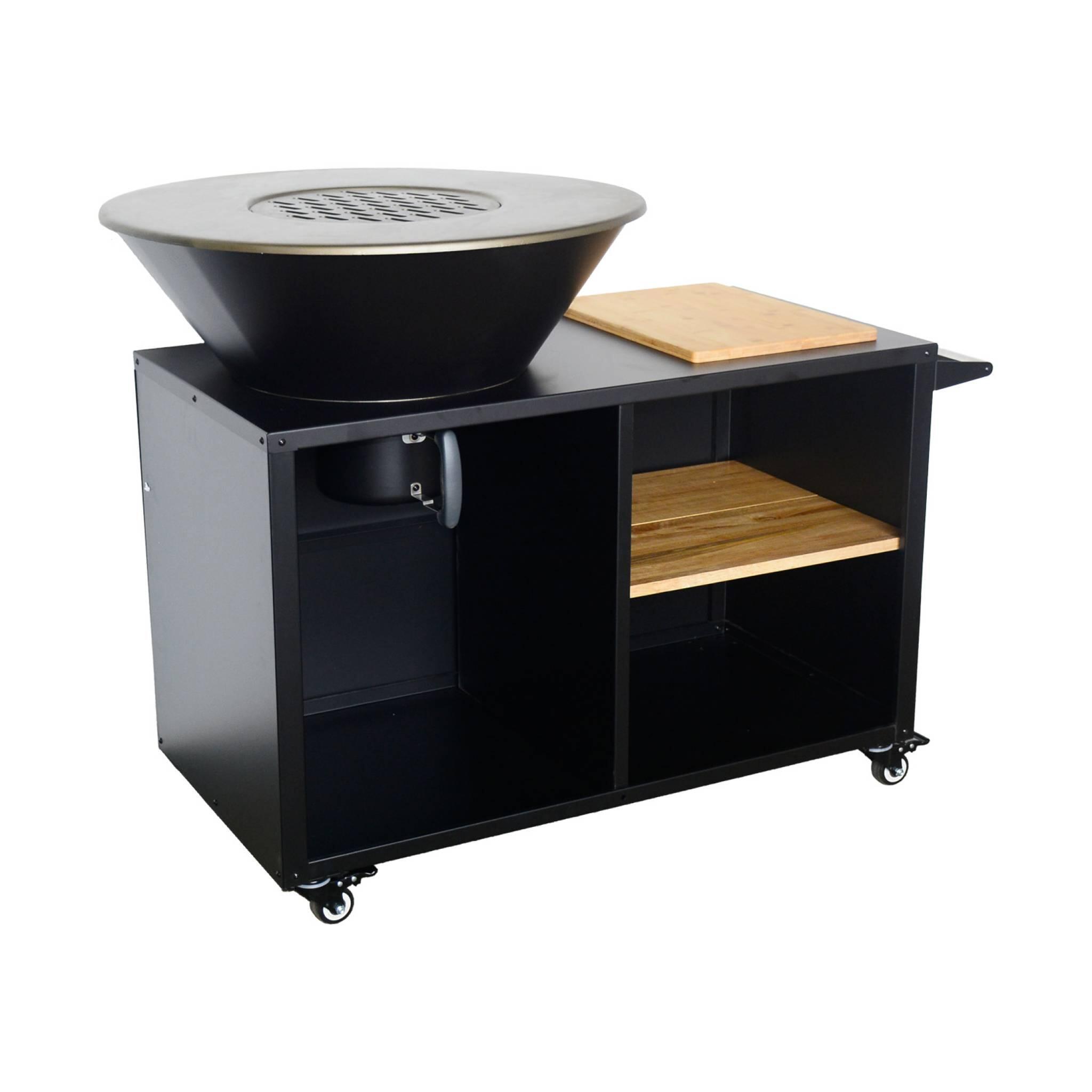 Brasero barbacoa 80cm + carrito con espacios de almacenamiento, Negro 1/6