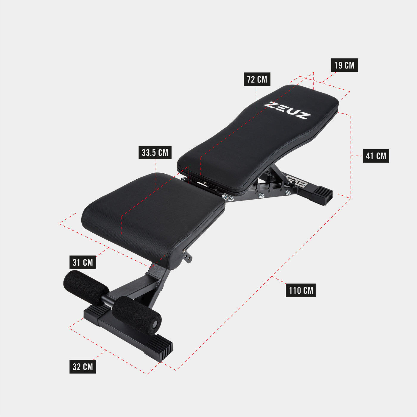 Banc de musculation ZEUZ – Banc de fitness – Pliable – Noir 5/7