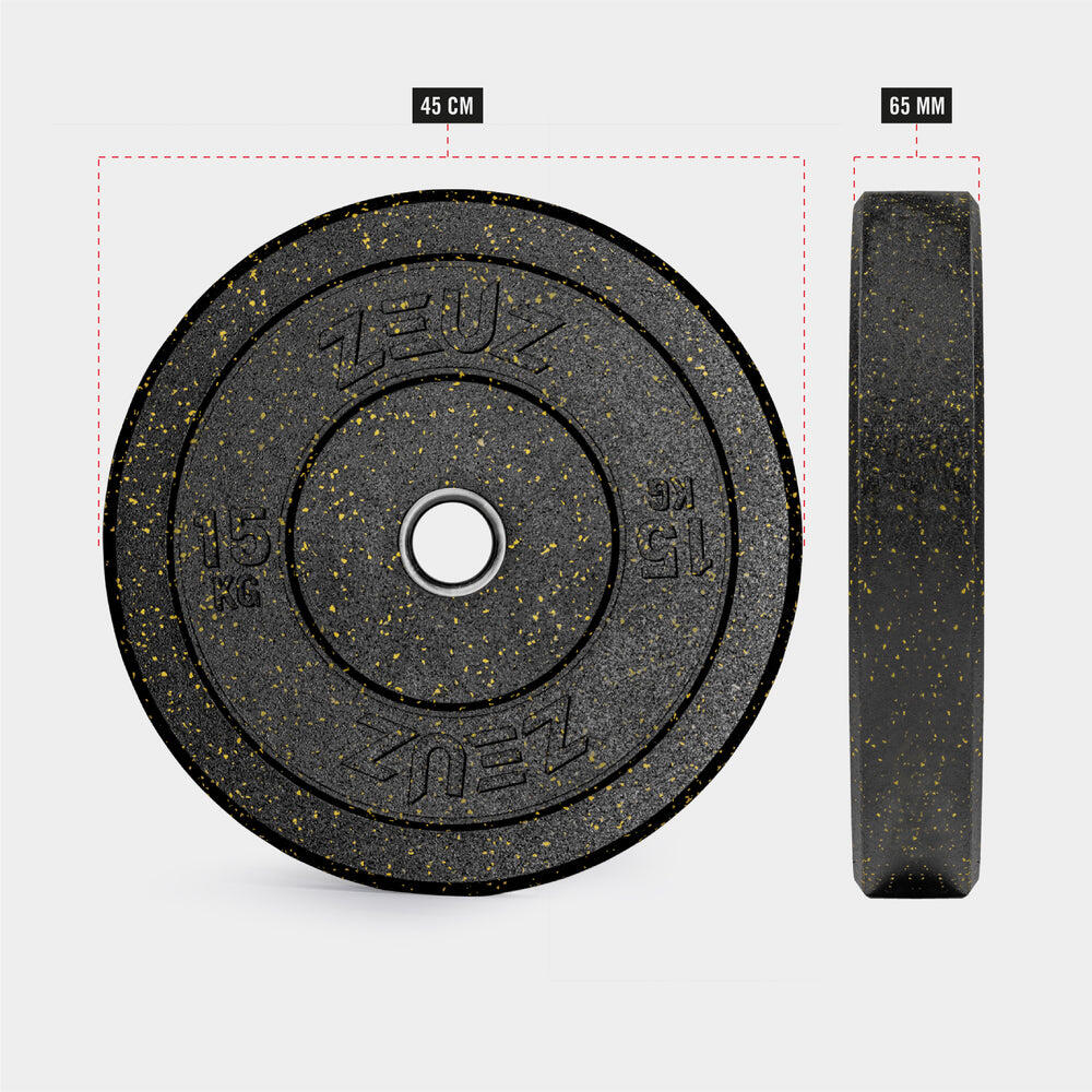 ZEUZ 1 Piastra di Peso 15 KG – Piastre Bumper per Bilanciere da 50 mm 6/7