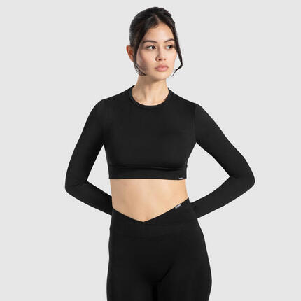Damen Crop Longsleeve Tisha Schwarz