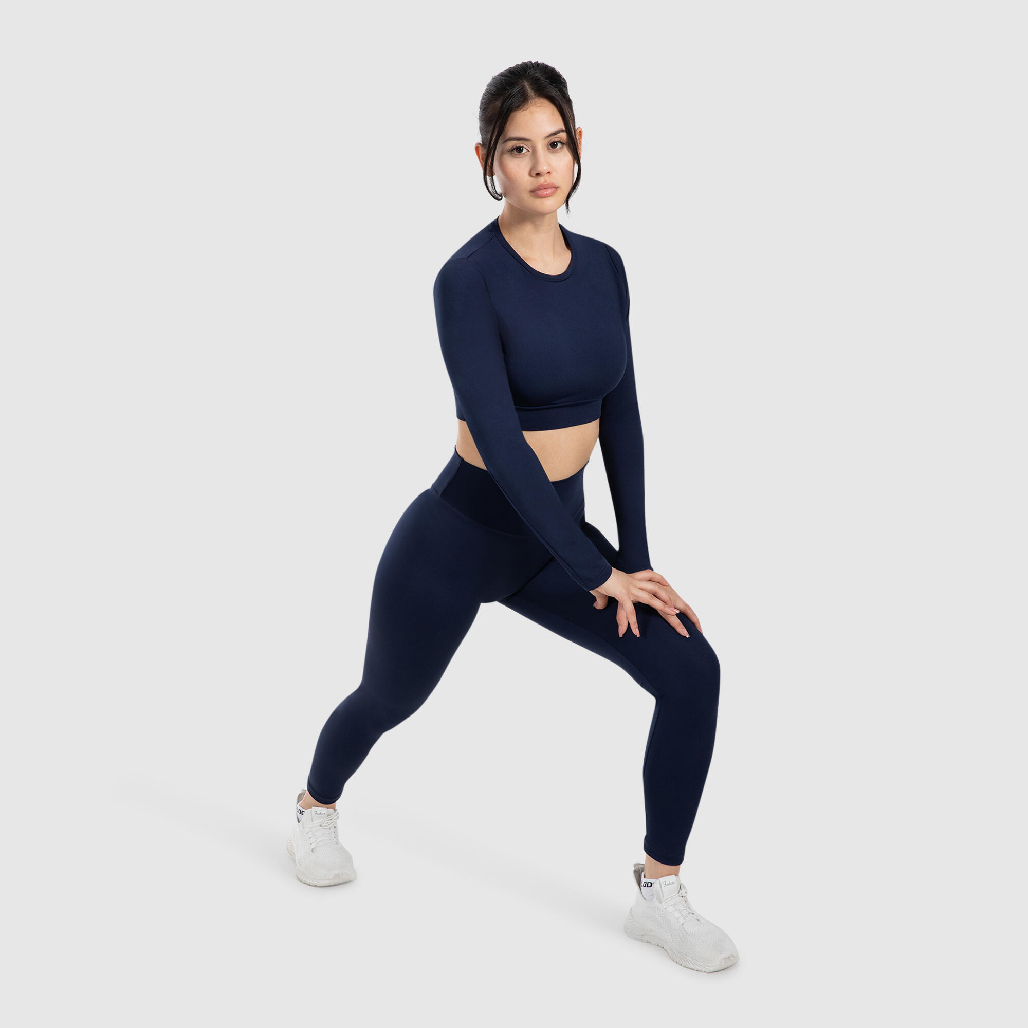 Damen Crop Longsleeve Tisha Marineblau 3/5
