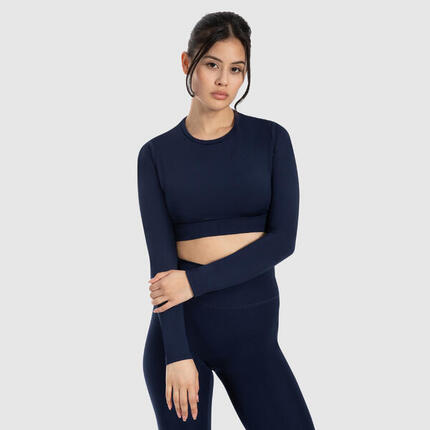 Damen Crop Longsleeve Tisha Schwarz