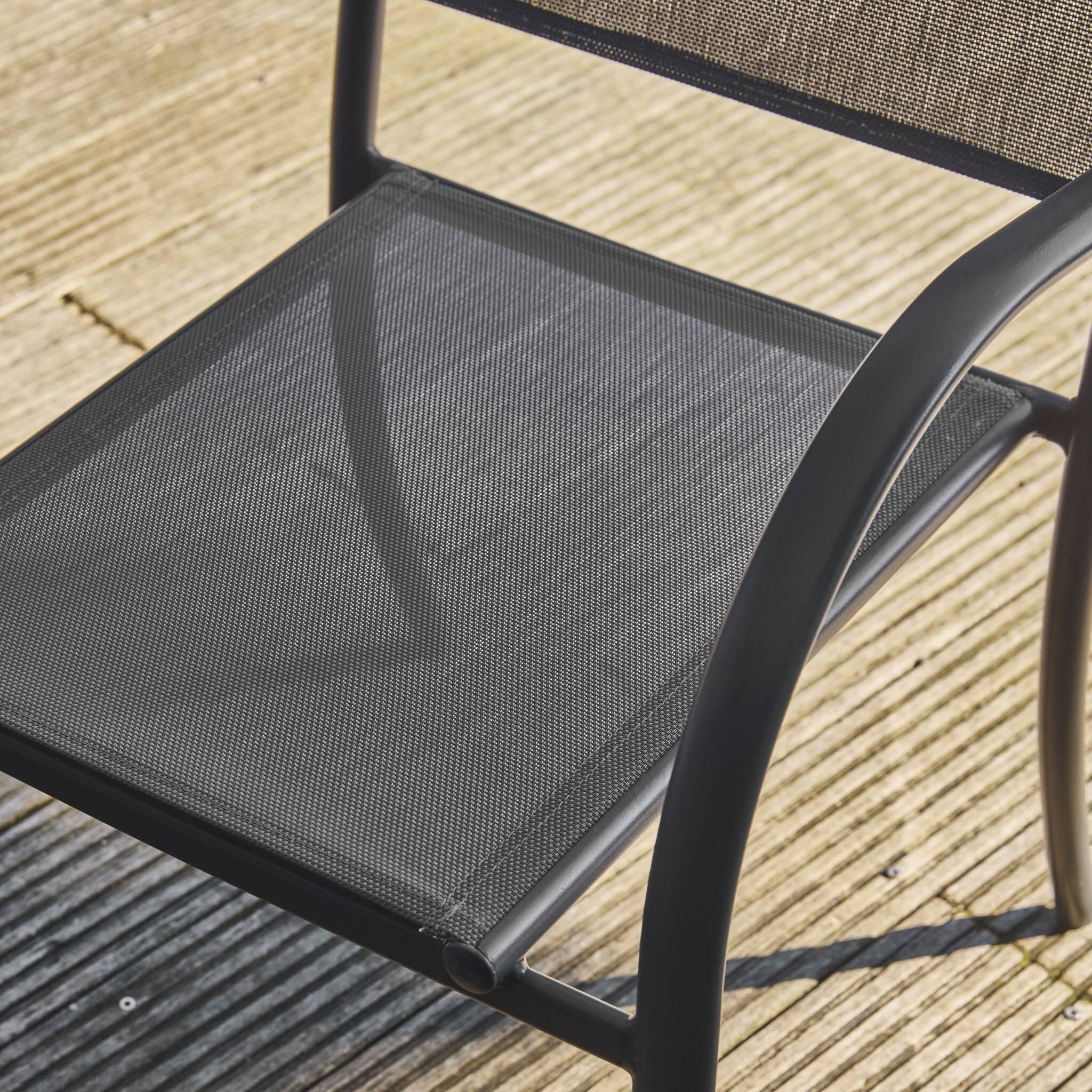 Silla de jardín de aluminio y textileno, set de 4, Antracita 5/6
