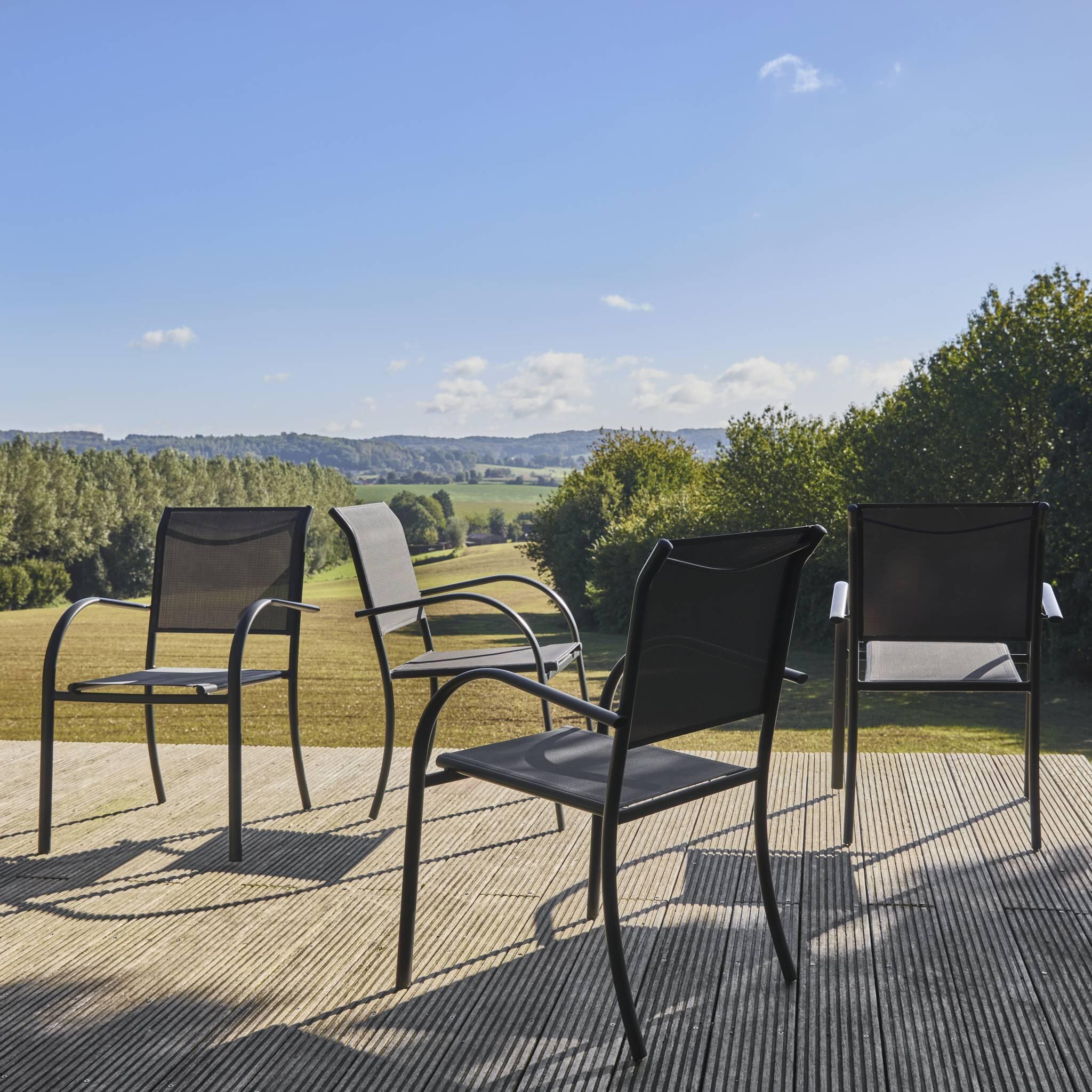Silla de jardín de aluminio y textileno, set de 4, Antracita 2/6