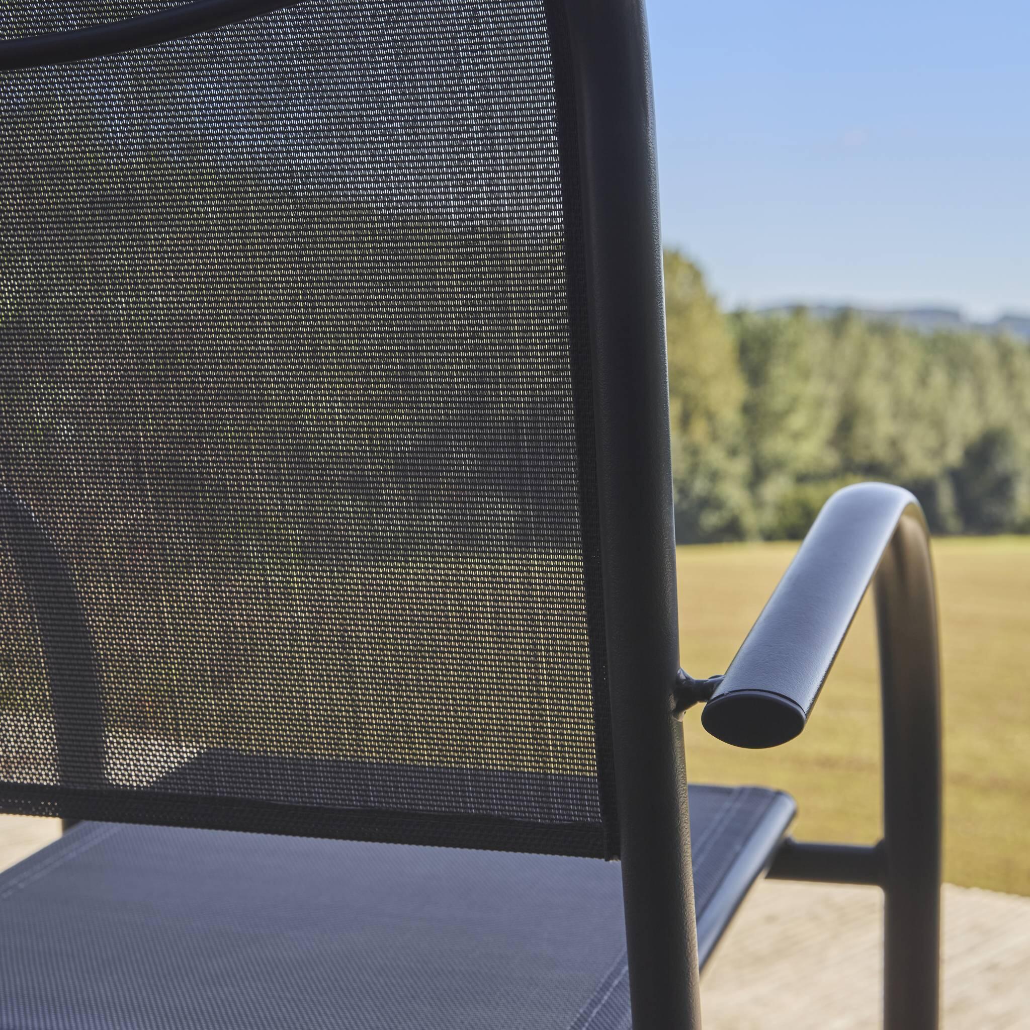 Silla de jardín de aluminio y textileno, set de 4, Antracita 4/6