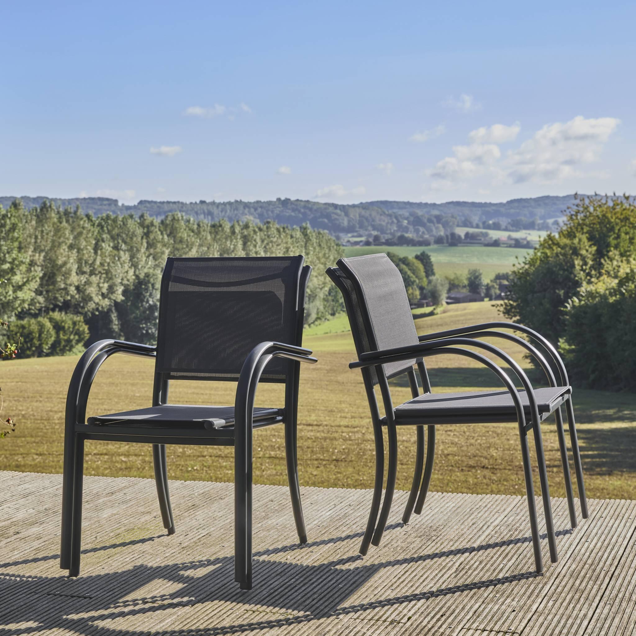 Silla de jardín de aluminio y textileno, set de 4, Antracita 3/6