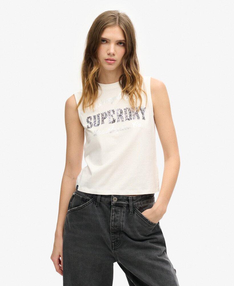 SUPERDRY Eng anliegendes Tanktop mit Verzierung