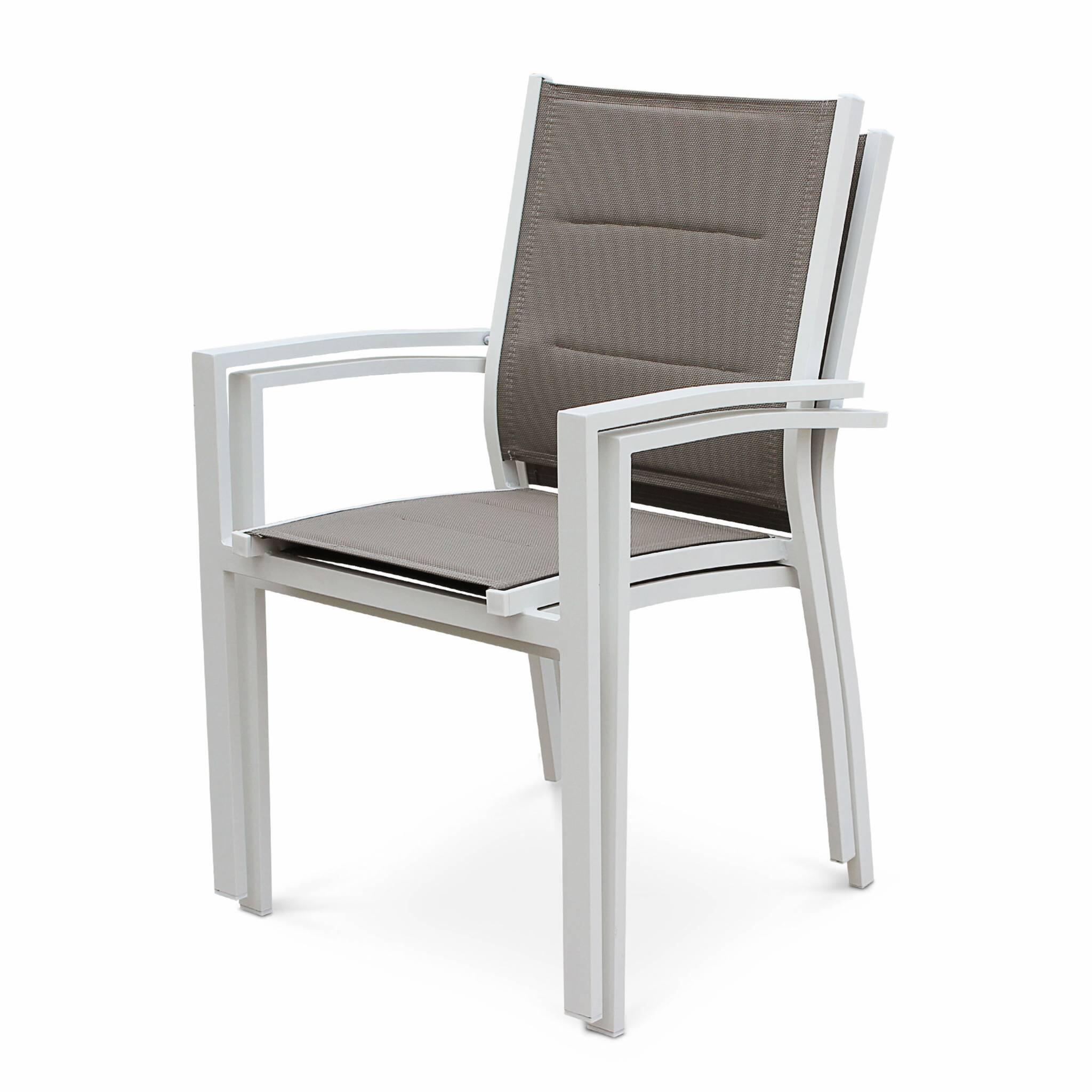 Cadeira de jardim empilhável em alumínio, set de 2, Branco 4/6