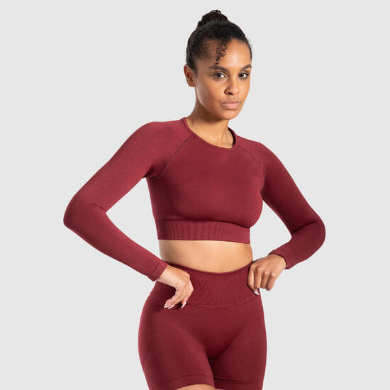 Damen Crop Longsleeve Maysa Bordeaux