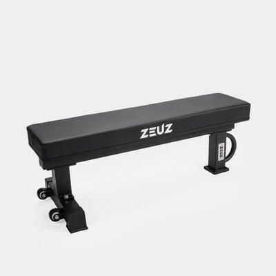 ZEUZ Flache Hantelbank – Fitnessbank – 310 KG Tragkraft – Schwarz